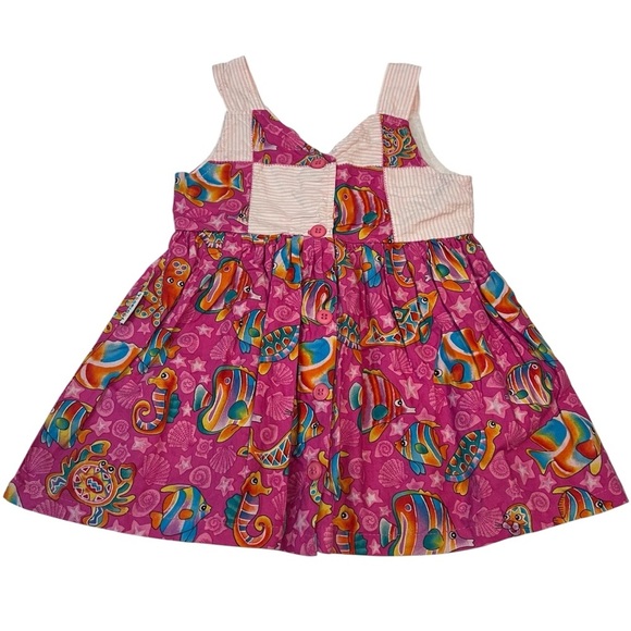 Vintage Tropical Art by Motti Naeh Baby Dress 12M‎ Pink Tropical Fish Print - Picture 4 of 7